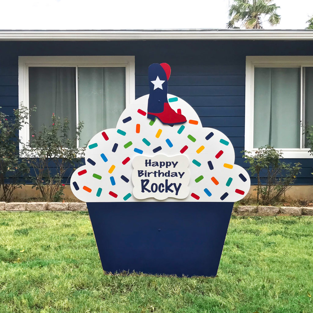 Navy Blue - Happy Birthday Cupcake Yard sign, greater Baton Rouge