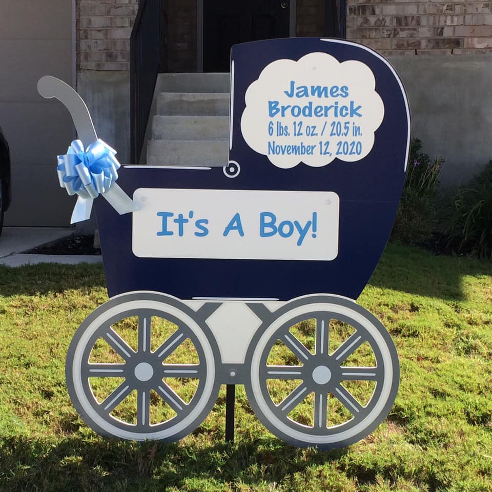 Carriage Birth Announcement Yard Sign, metro Baton Rouge
